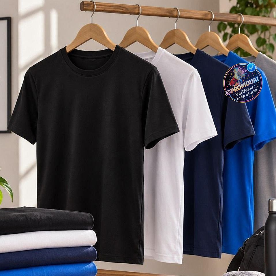 Kit 5 Camisetas Básicas Masculina Dry Fit Premium (M ao GG)