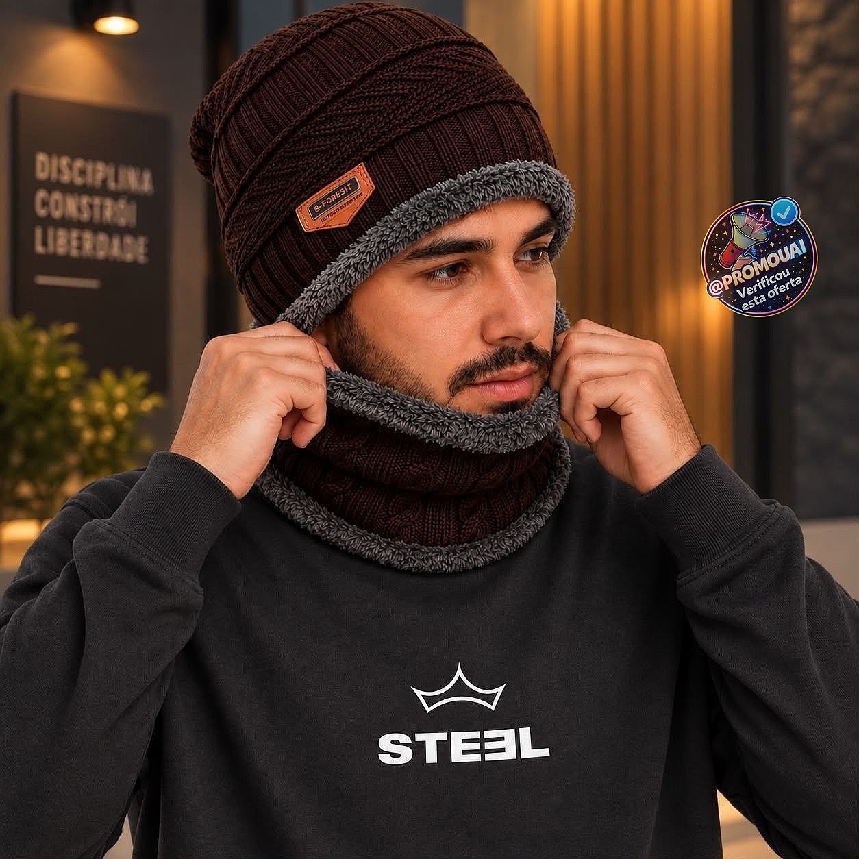 Kit Inverno Touca Gorro com Cachecol Luva e Meia Térmica