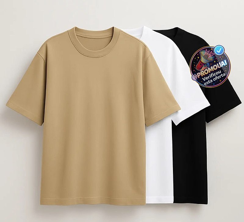 Kit 3 camisetas oversized básicas