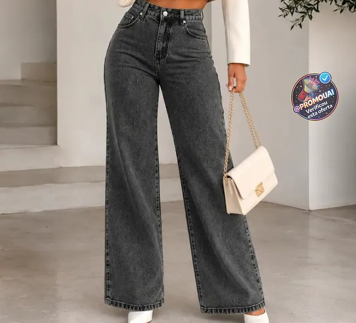 Calça Jeans Pantalona Wide Leg Feminina