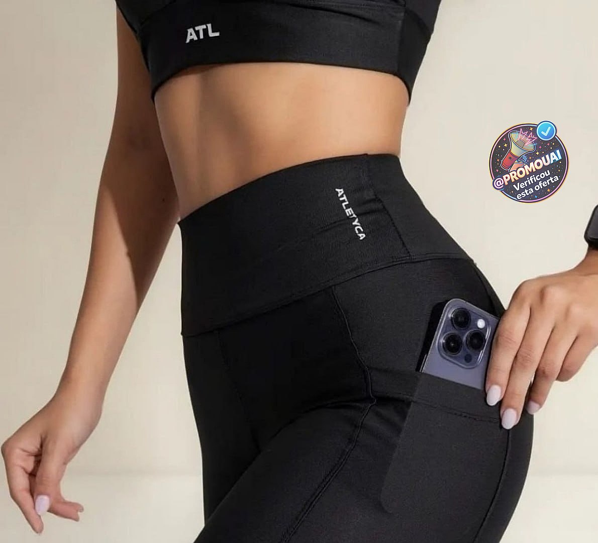 Kit com 3 leggings fitness com bolso