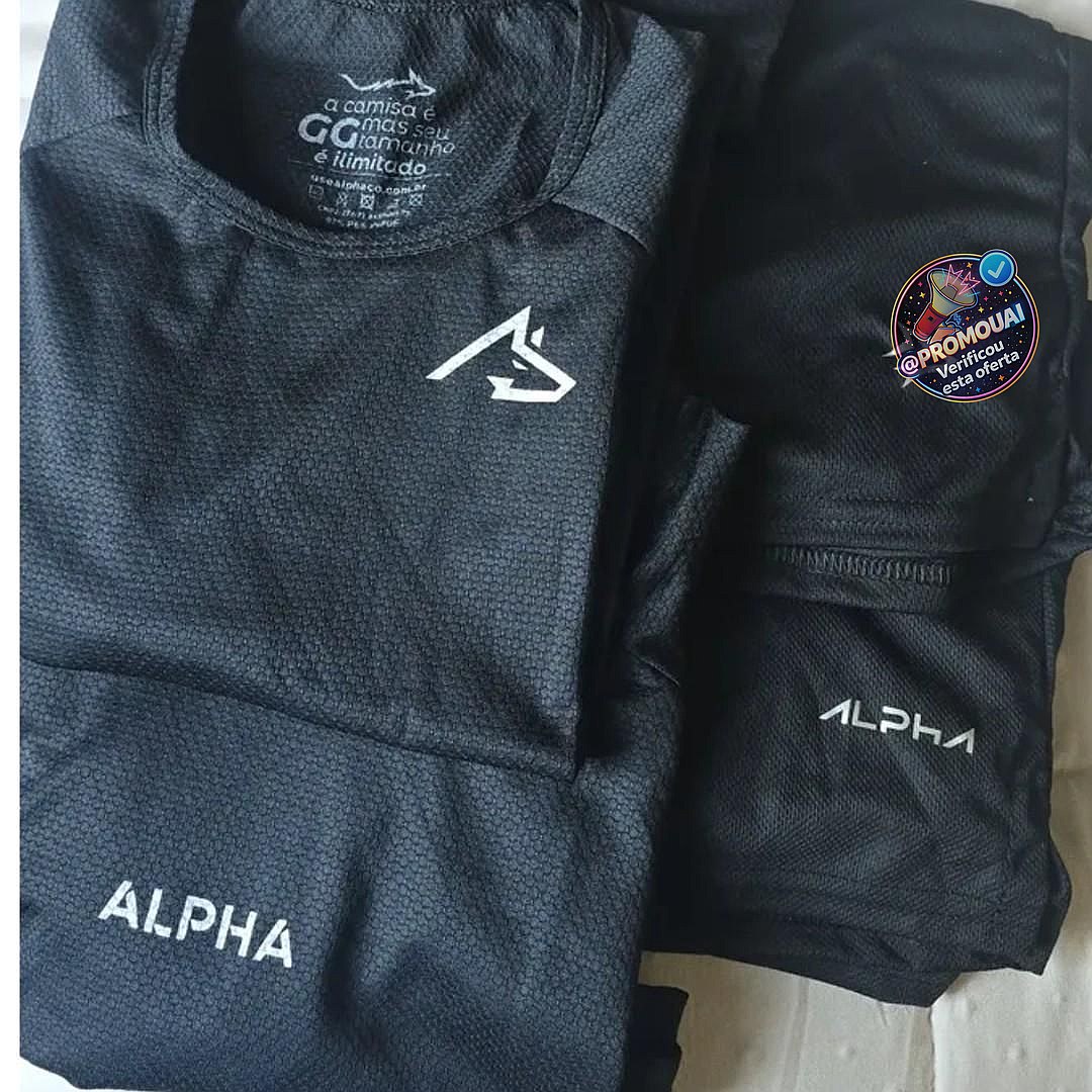 Kit 5 Peças All Black Dry 3 Camisetas E 2 Bermudas Alpha