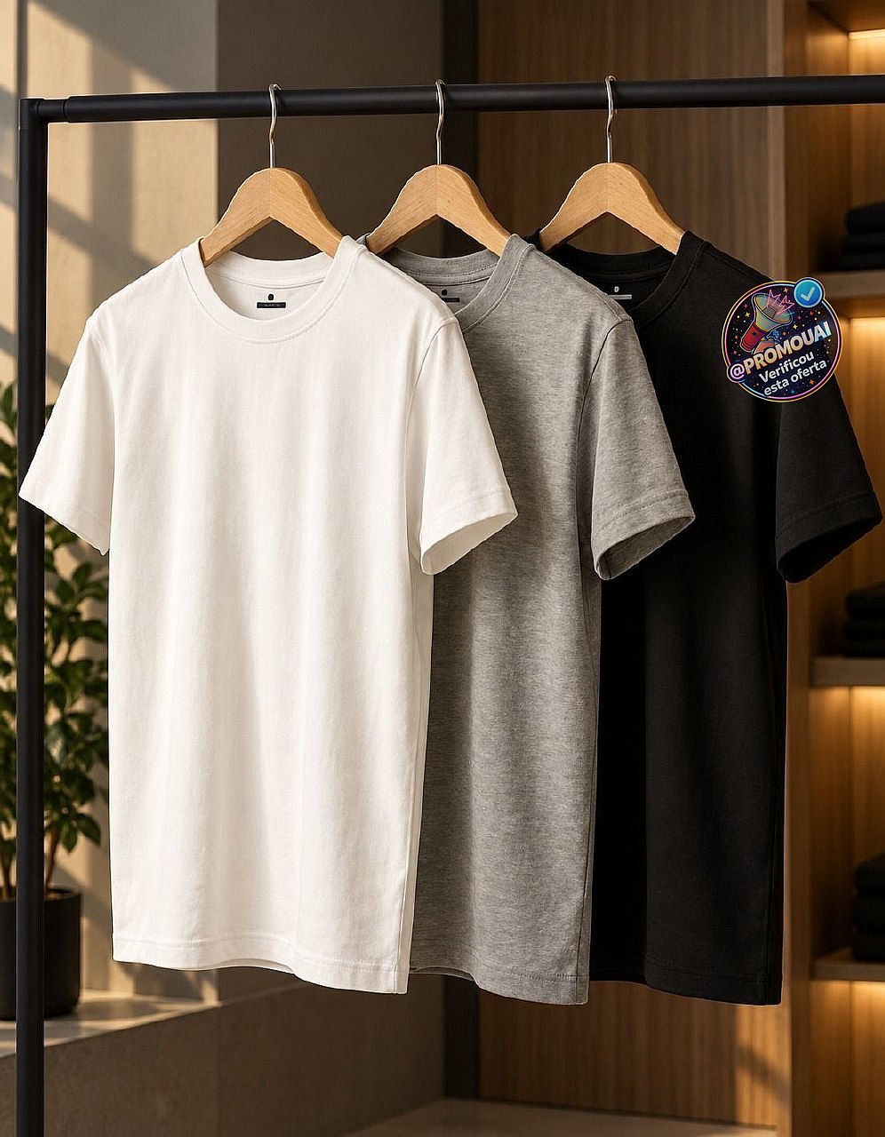 Kit 3 Camisetas Algodão Dia Dia Sandrini Básica Conforto (P ao GG)
