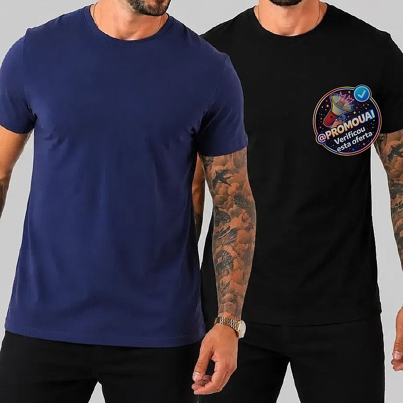 Kit 2 Camiseta Masculina Basica Peruana Lisa Algodo Premium