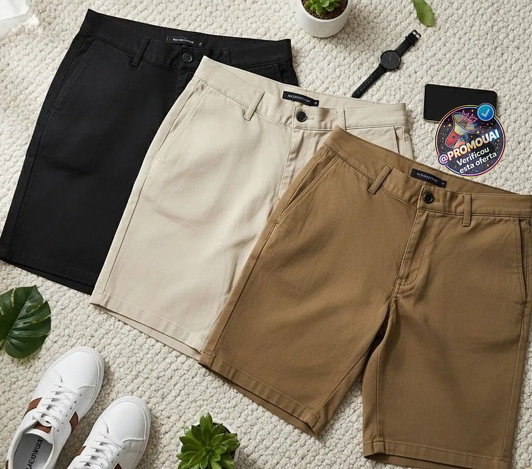 Kit 3 Bermuda Masculina Sarja Short Jeans Social Brim Lisa (40 ao 46)