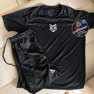 Kit Bermuda Lobocamiseta Lobo Dry Fitness Academia Alpha