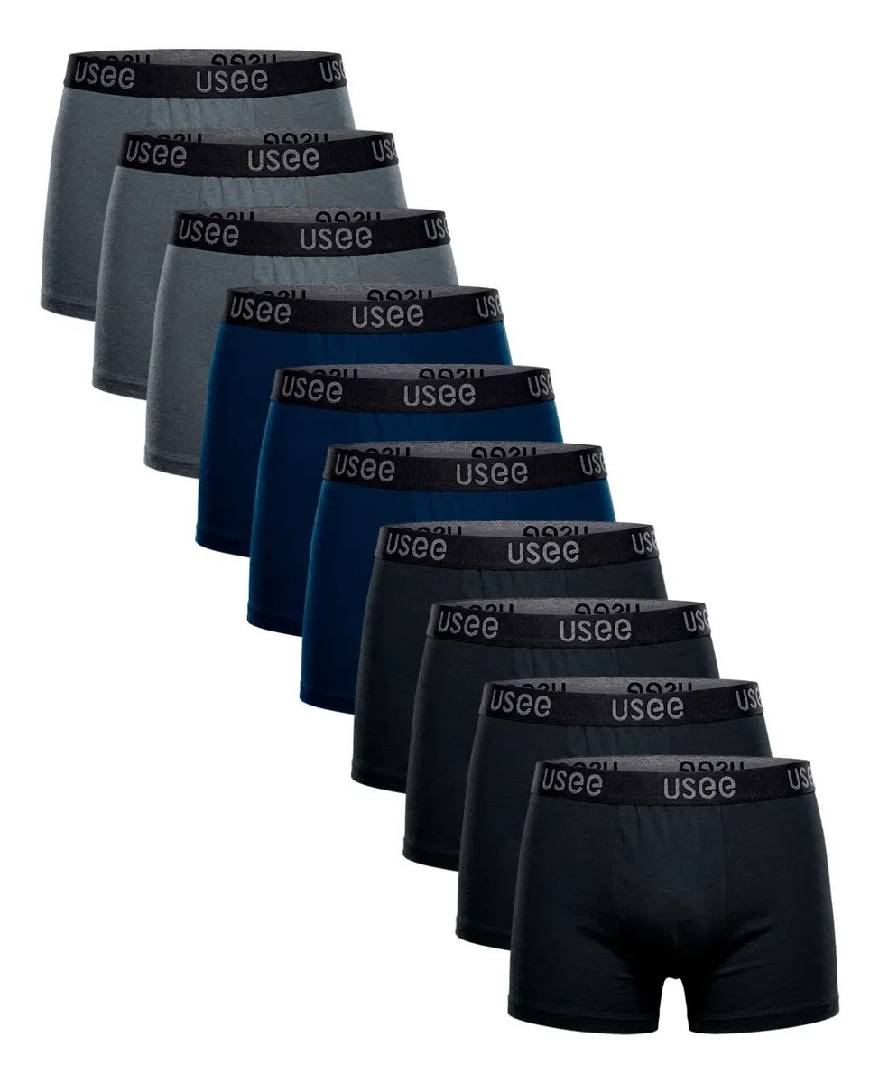 Kit Com 10 Cuecas Boxer Algodo Adulto Usee Brasil