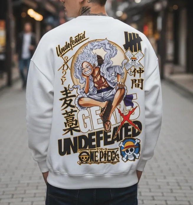 Moletom One Piece Luffy Gear 5 Anime Gola Careca Undefeated - 4 cores