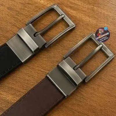Cinto Masculino Couro Dupla Face 2 em 1 Preto Marrom Social 130 cm
