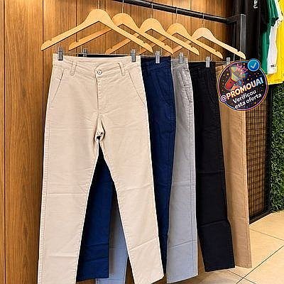 Kit 3 Calças Masculinas Social Alfaiataria Sarja Lycra Chino (38 ao 48)