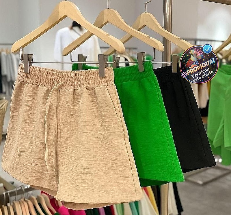 Kit 3 Shorts Feminino Basico Cintura Alta Confortavel