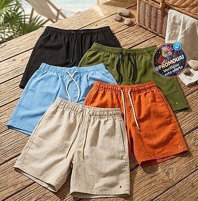 Shorts Linho Masculino Sandrini Casual Verão Confortável (P ao GG)
