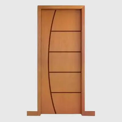 Porta Frisada De Madeira Com Batente Montada Completa Cx 14