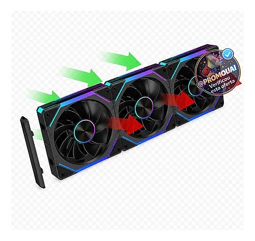 Kit Fan Magnético Reverse 3 Em 1 Obsid Unifan ARGB 120mm Preto