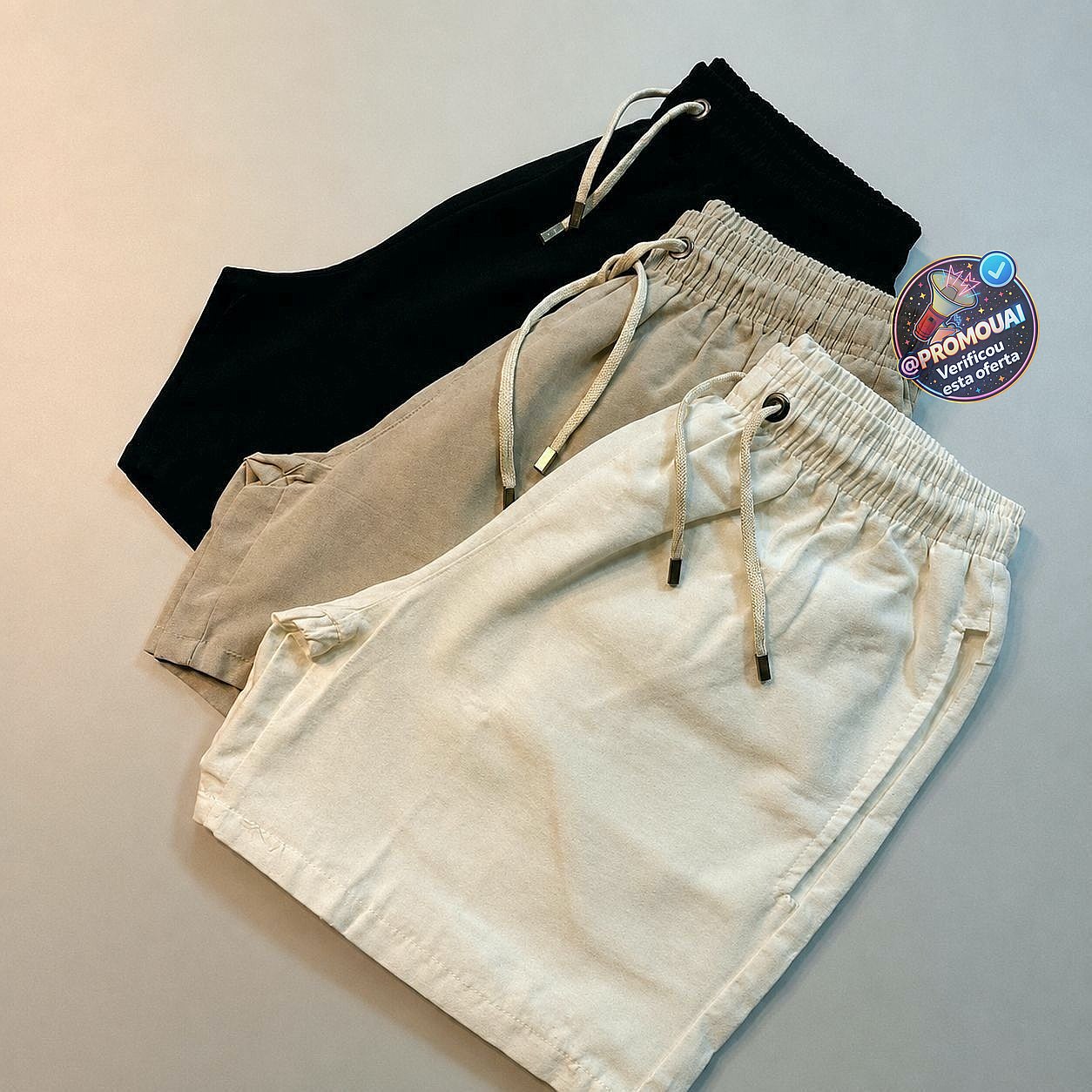 Kit 3 Shorts Masculino Bermuda Linho Verão (P ao XG)
