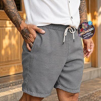 Shorts Linho Masculino Premium Bermuda Mauricinho Praia (P ao GG)