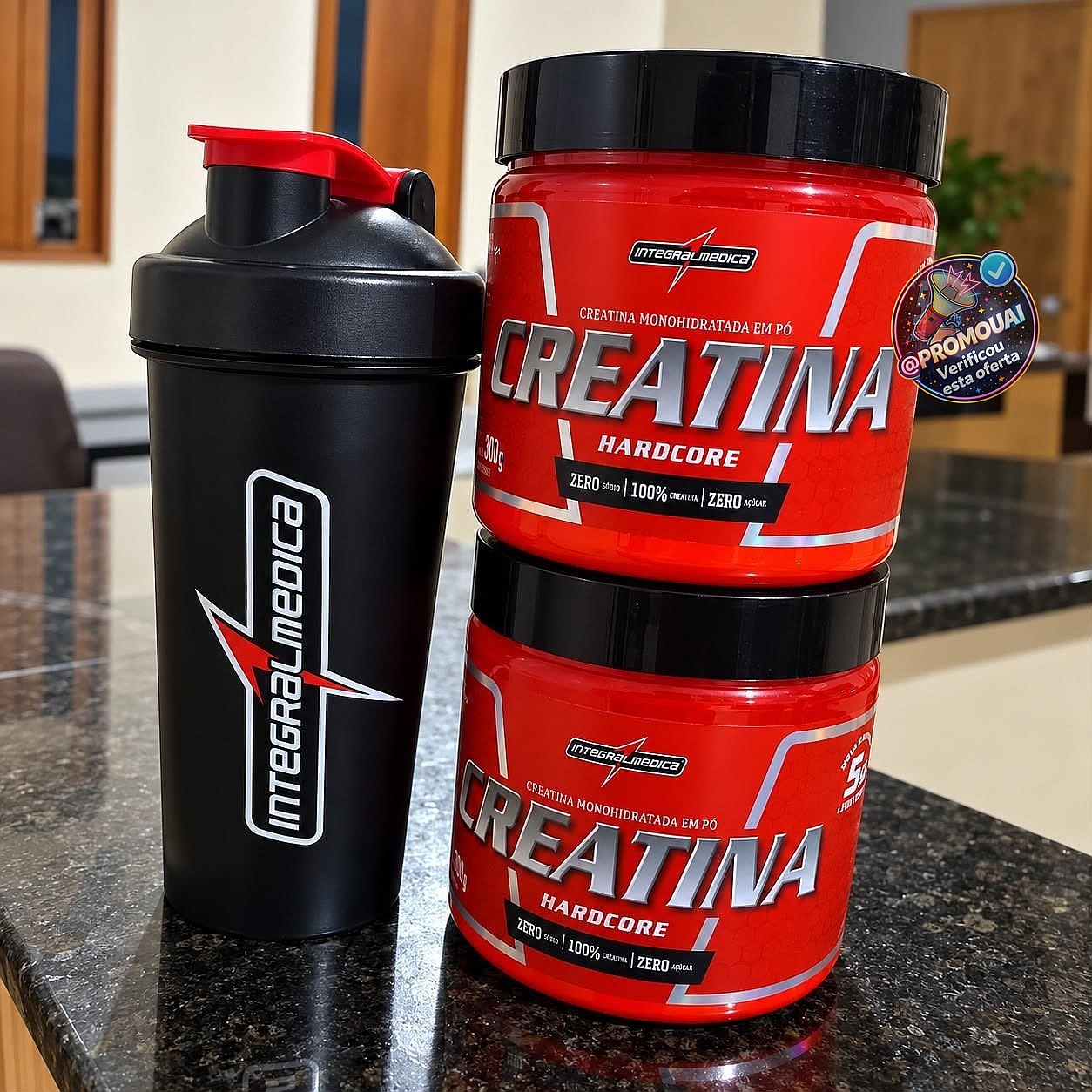 Kit 2 Creatina Integralmedica 300g + Coqueteleira 600ml