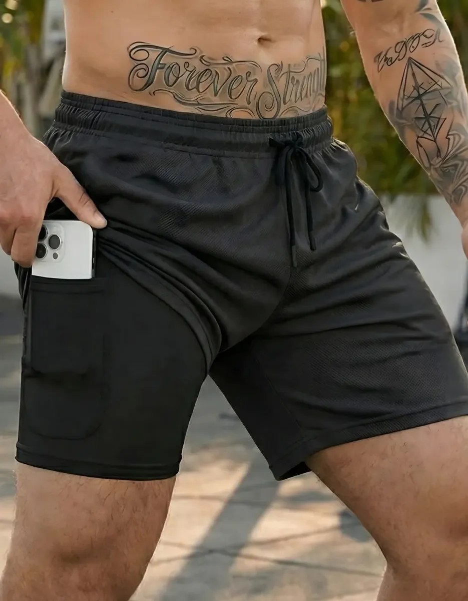 Kit 4 Shorts 2 Em 1 Duplo Dryfit Masculino Compresso Termic