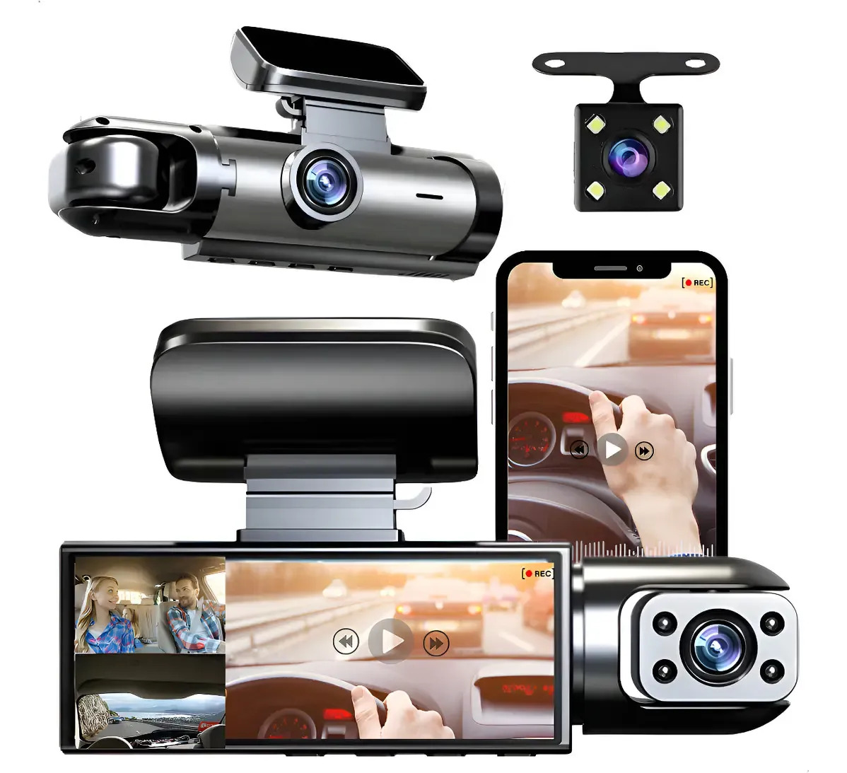 Camera Automotiva Dvr Hd Wifi Lent Infravermelho Dupla Re