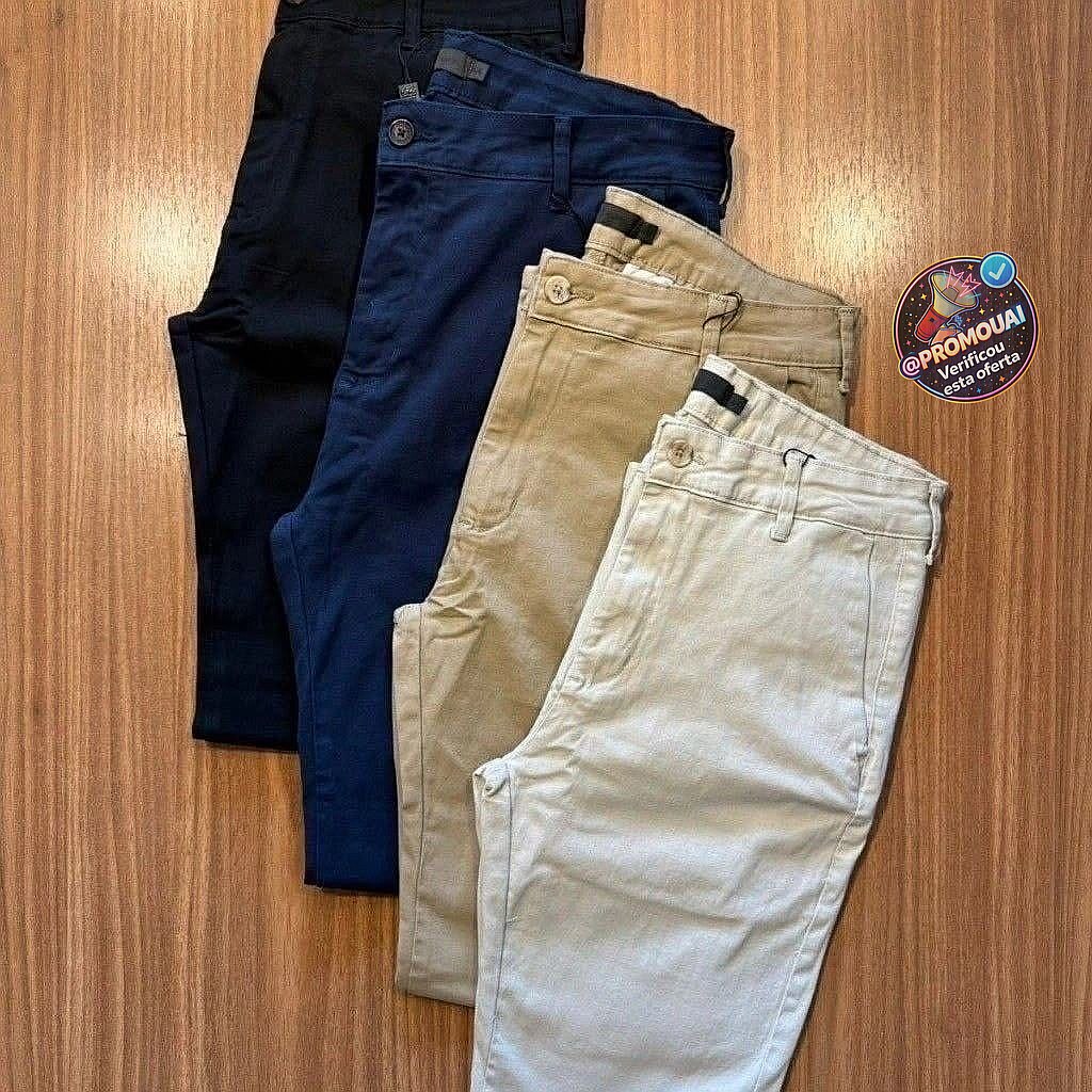 Kit com 4 calças de sarja masculina