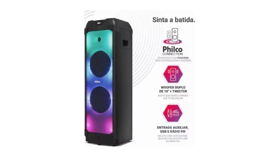 Caixa de Som Philco Extreme 2400W 2x Woofer PCX22000 Bivolt